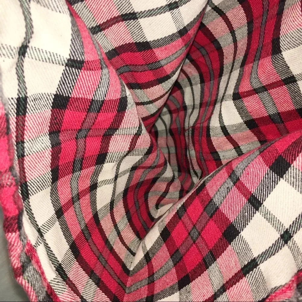 Buffalo red plaid flannel red drawstring Santa bag